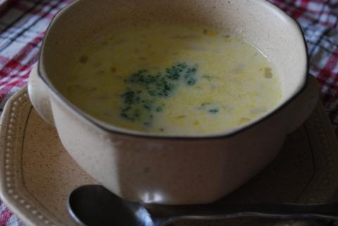 食べるつぶつぶコーンの豆乳スープ