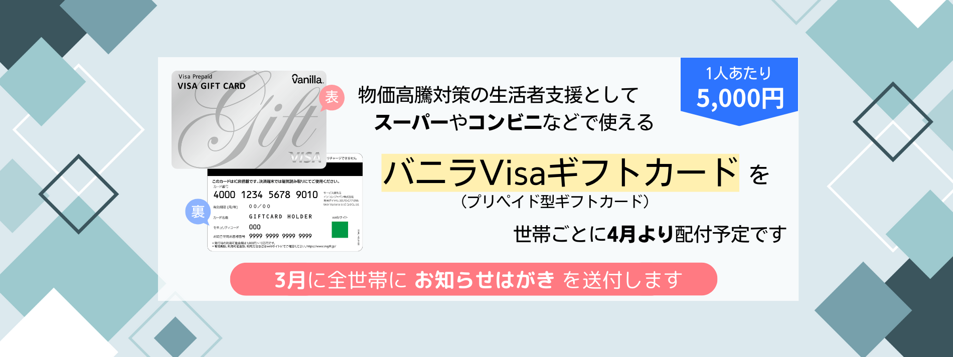バニラVisaギフトカードを配布します
