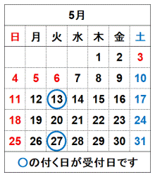 令和7年5月の受付日です。