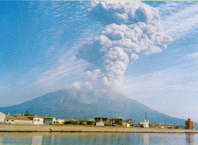 爆発する桜島