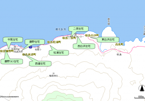 桜島地区住宅位置図(上)
