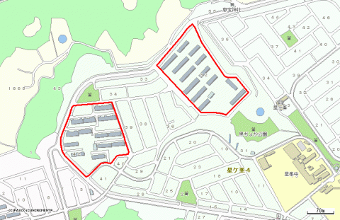 星ヶ峯住宅(第二・第三)位置図