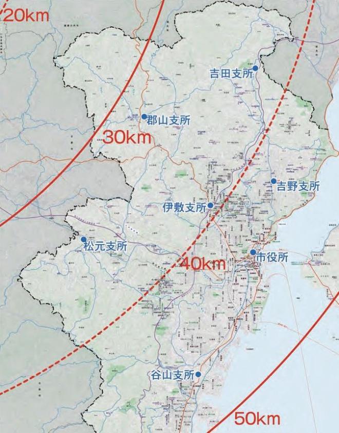 川内原発からの距離図