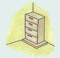 畳の上の家具の転倒防止のイラスト