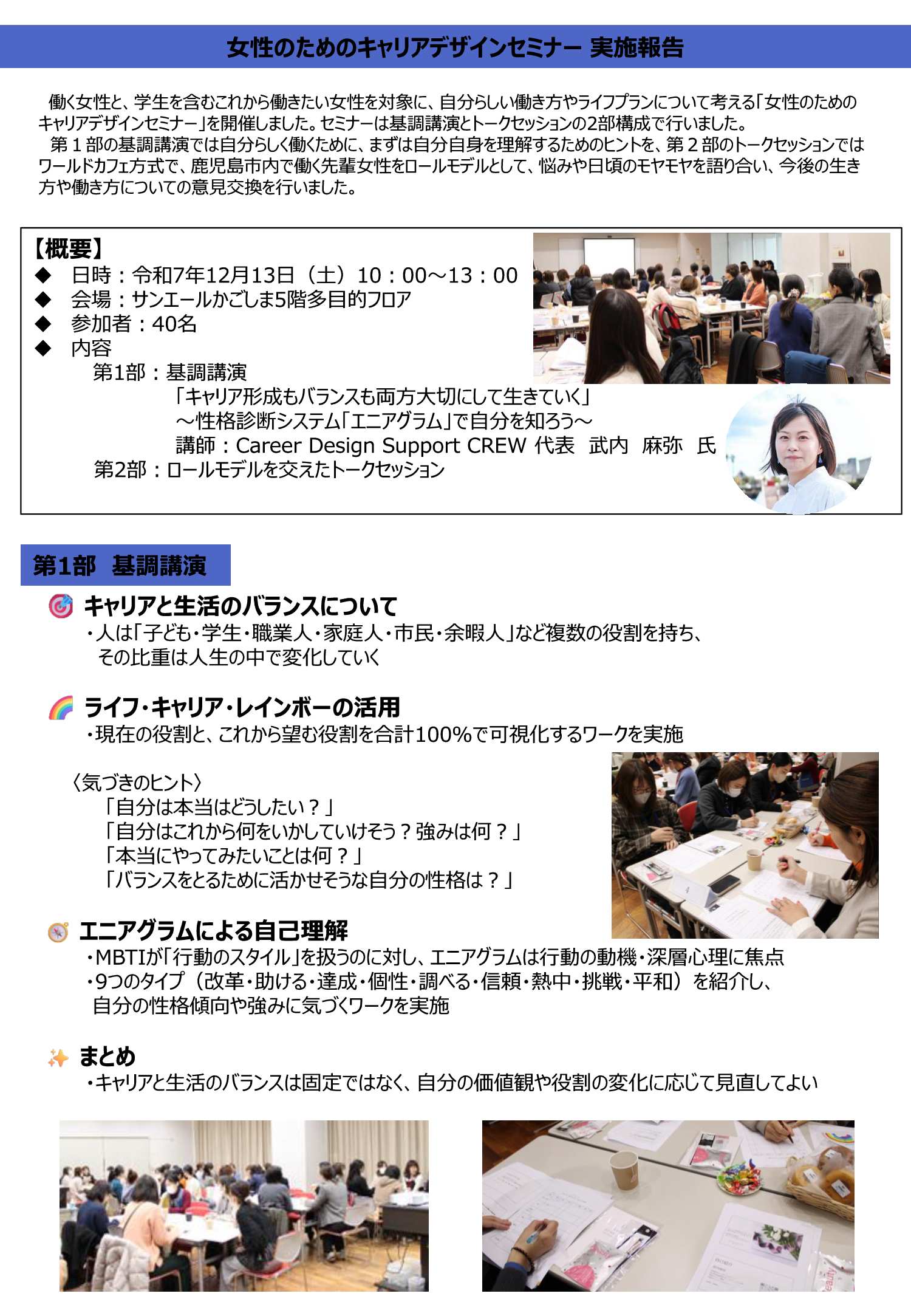 女性活躍推進セミナー事業実施報告書4ページ