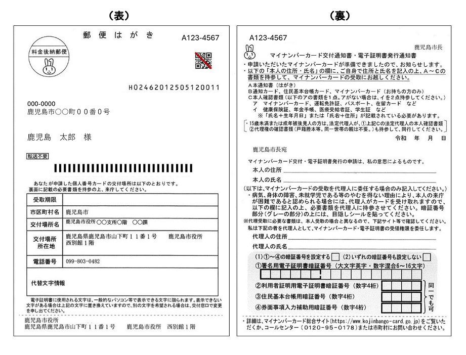 個人番号カード交付通知書イメージ