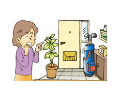 でいりぐちや つうろには ものを おかない