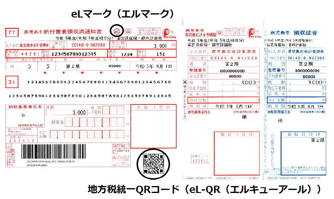 地方税統一QRコード付き納付書イメージ